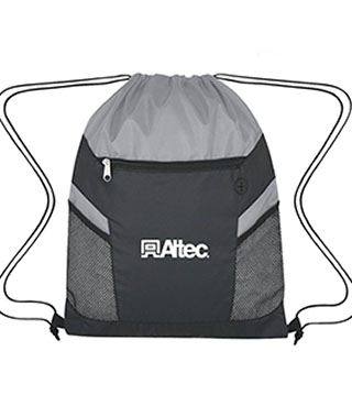 AL1-357 - Ripstop Drawstring Bag - Grey Black