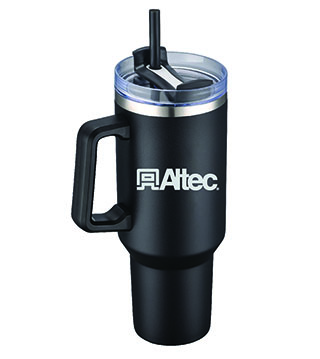 40 oz. Double Wall Tumbler with Handle and Straw - Black