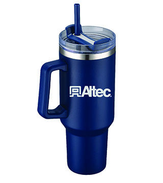 ICOL-B-039 - 40 oz. Double Wall Tumbler with Handle and Straw - Navy