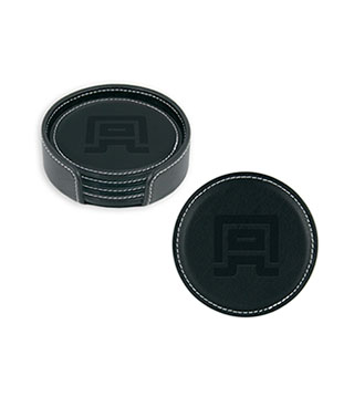AL1-312 - Black Leather Coaster Gift Set